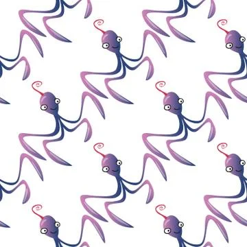 Octopus character marine seamless pattern background Stock Illustration