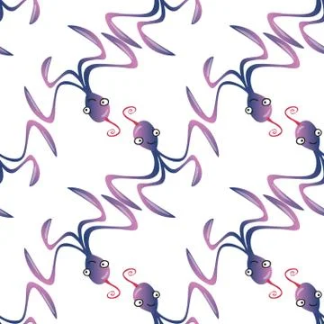 Octopus character marine seamless pattern background イラスト素材