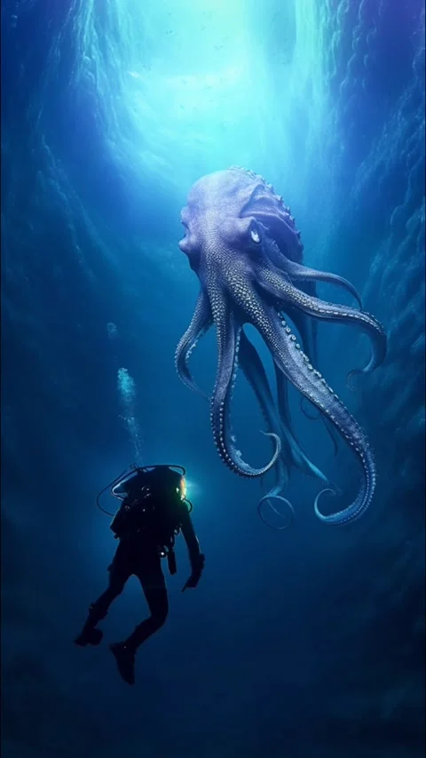 Octopus Deep Dive Stock Footage 244073413