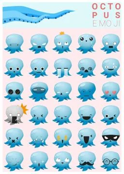 Octopus emoji icons Stock Illustration