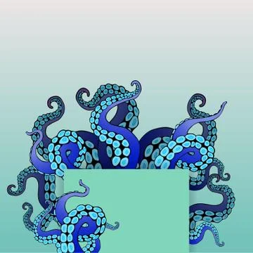 Octopus frame design, creative ocean doodle Stock Illustration