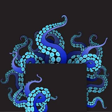 Octopus frame design, creative ocean doodle Stock Illustration