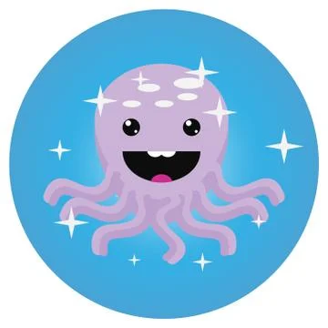 Octopus icon app mobile flat Stock Illustration