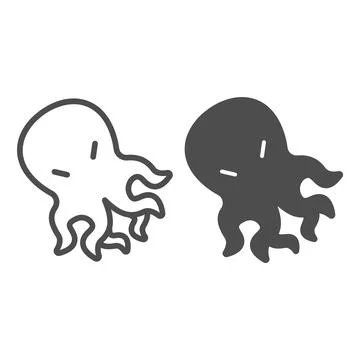 Octopus line and solid icon, worldwildlife concept, octopus vector sign on white Stockillustratie