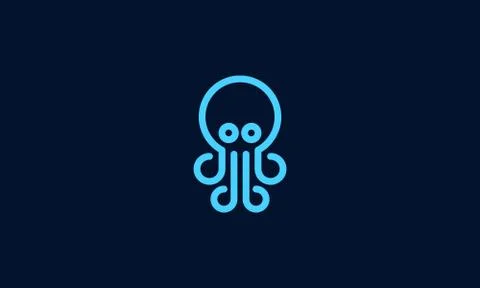Octopus logo design . simple abstract octopus line art style . vector illustr Stock Illustration