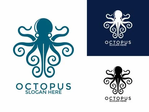 Octopus logo design vector icon, Octopus Squid logo design template Stock Illustration