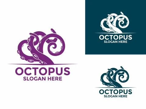 Octopus logo design vector, Octopus Tentacle logo design template Stock Illustration