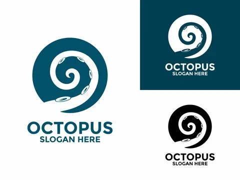 Octopus logo design vector, Octopus Tentacle logo design template Stock Illustration
