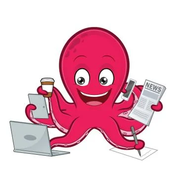 Octopus multitasking Stock Illustration