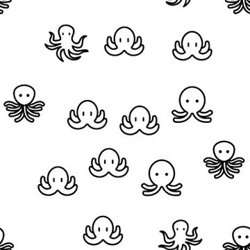 Octopus Ocean Mollusk Vector Seamless Pattern Illustrazione stock