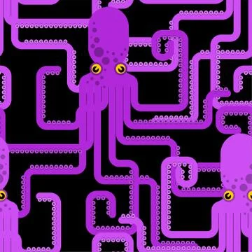 Octopus pattern seamless. devilfish background. poulpe texture. Baby fabric o Illustrazione stock