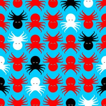 Octopus pattern seamless. devilfish background. Baby fabric background 库存插图