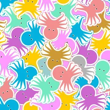 Octopus pattern seamless. devilfish background. Baby fabric background Stock Illustration