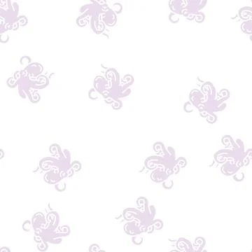 Octopus seafood glyph seamless pattern Stock Illustration