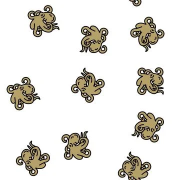 Octopus seafood vector seamless pattern Stock Illustration