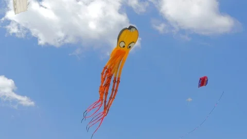 Octopus Shaped Kite From Below Stock Footage 127351626