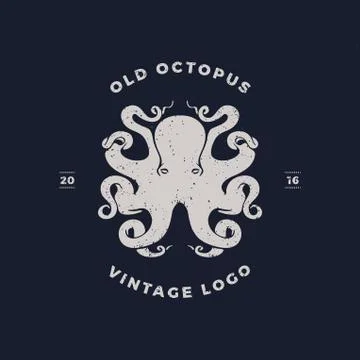 Octopus silhouette logo invert Stock Illustration