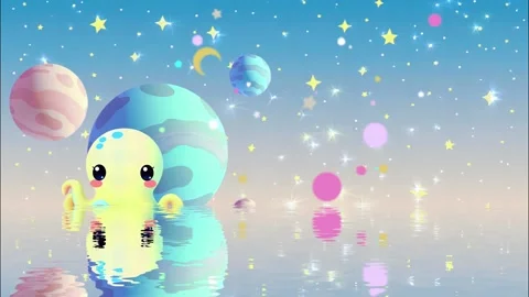 Octopus in Space with Planets Stock Footage 301668441