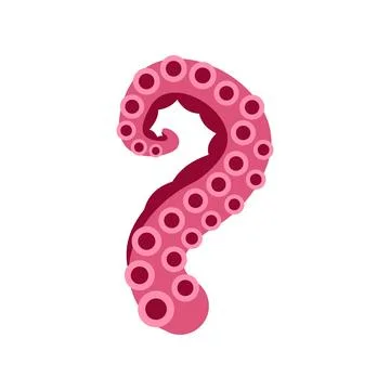 Octopus tentacle forming question mark shape Stock Illustration