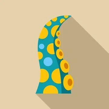 Octopus tentacle reaching up flat design icon Stock Illustration