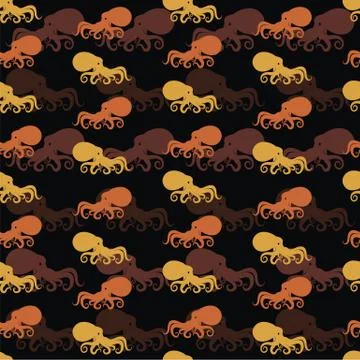 Octopus vector art background design for fabric and decor. Seamless pattern Stock Illustration