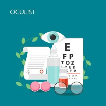 Oculist concept vector flat style design illustration Stock Illustration