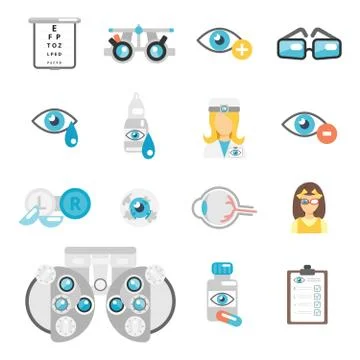 Oculist flat icons Stock Illustration