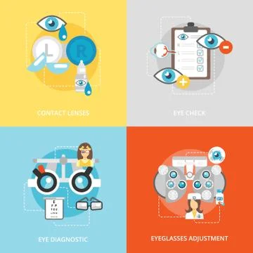 Oculist flat icons Illustrazione stock