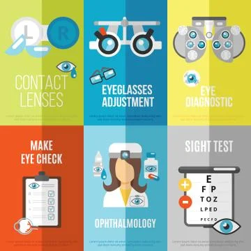 Oculist mini poster set Stock Illustration