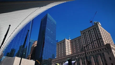 Oculus Architecture and Modern Office Buildings in Lower Manhattan, New York Video stock 340870084