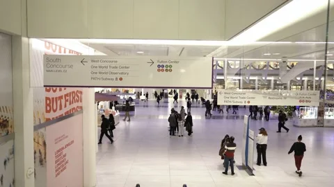 Oculus Mall, main concourse with christmas decorations. Stock Footage 200791903