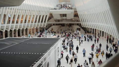 The Oculus NYC people walking Stock Footage