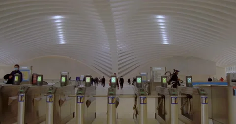  Oculus PATH train NYC 5.10.20 DJI Osmo 4K00000000 Stock Footage 130746716