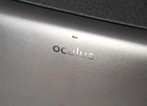 Oculus Quest VR virtual reality logo close up Stock Photos