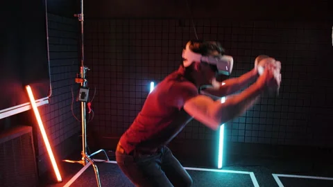 Oculus Rift Quest VR headset Sloan skiing gaming. Simulation technology goggles. Stock Footage 155755872