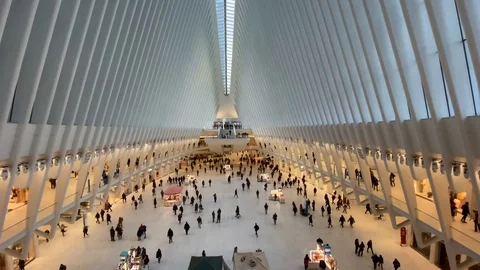 Oculus Transit Hub in Manhattan New York City 4K Stock Video Stock Footage 123943455