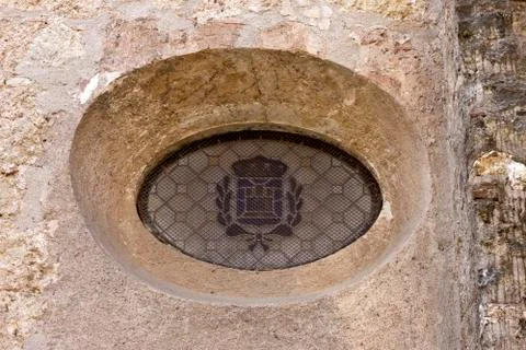 Oculus window in the monastery of Sant Cugat Stock Photos