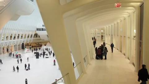 Oculus, World Trade Center. Escalator to hall, main concourse. Manhattan Nyc, 11 Stock Footage 220536720