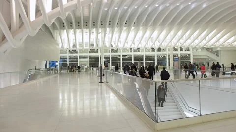 Oculus, World Trade Center, Path train entrance, lobby.Manhattan Nyc, 48 Stock Footage 220539157