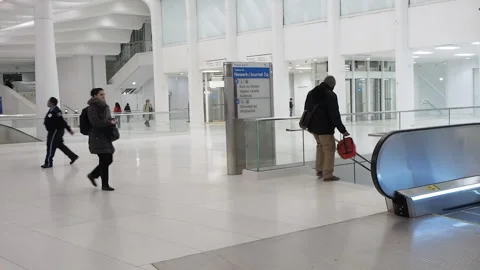 Oculus, World Trade Center, Path train escalator. Manhattan Nyc, 51  Stock Footage 220539343
