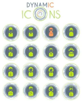 Ocupation dynamic icons Stock Illustration