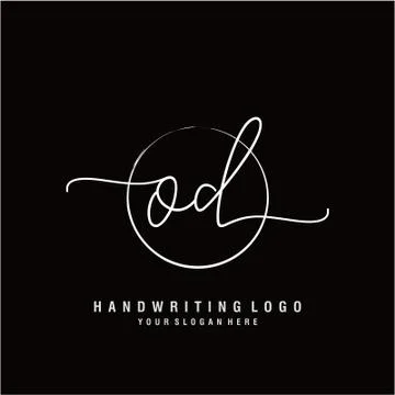 OD Initial handwriting logo design Stock Illustration