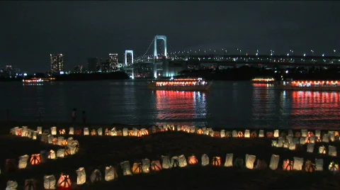Odaiba - Seaside Lights 7 Stock Footage
