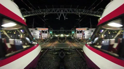 "Odakyu Romance Car" train--fish-eye mirror Stock Footage 6423608