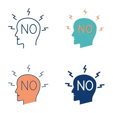ODD disorder flat and line icon set Stock Illustration