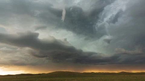 Odd evolution of storms through the hills of Nebraska. Stock Footage 245493146