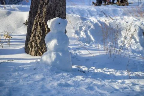 Odd looking snowman creature Stock Photos