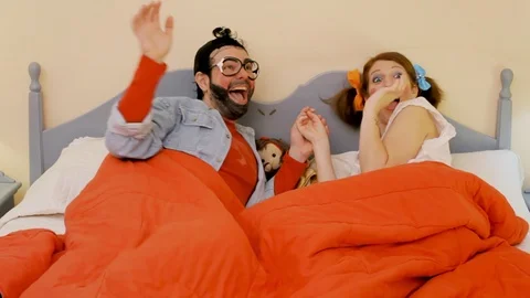 Odd lovers bed foreplay bizarre mcu Stock Footage 92075876