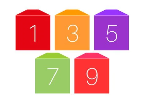 Odd number colourful blocks vector illustration on a white background Stock Illustration