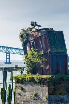 Odd old structure on coast Stock Photos